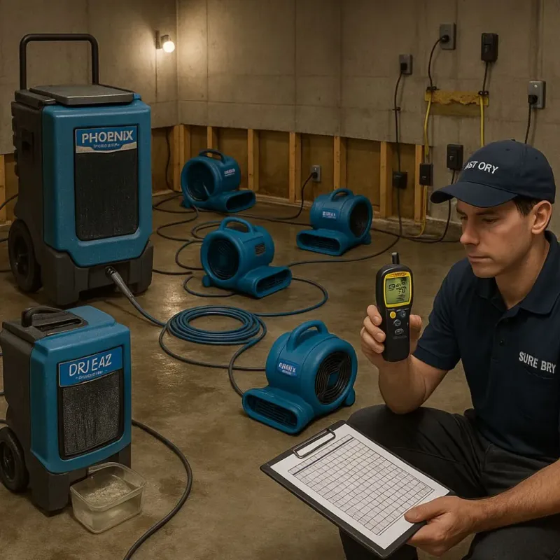 Structural Drying and Dehumidification process in Bloomer, WI